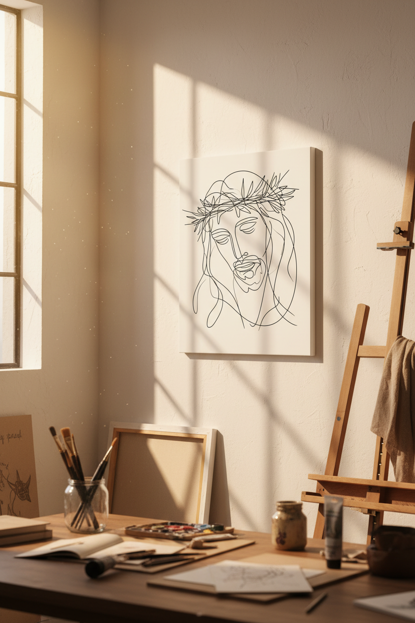 Crown of Thorns – Minimalist Jesus Line Art