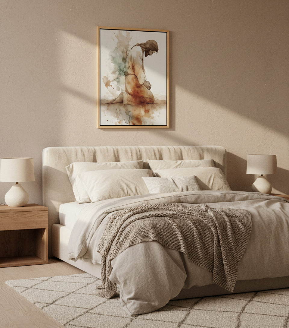 Watercolor Jesus Praying – faithfulprints Kneeling Prayer Art