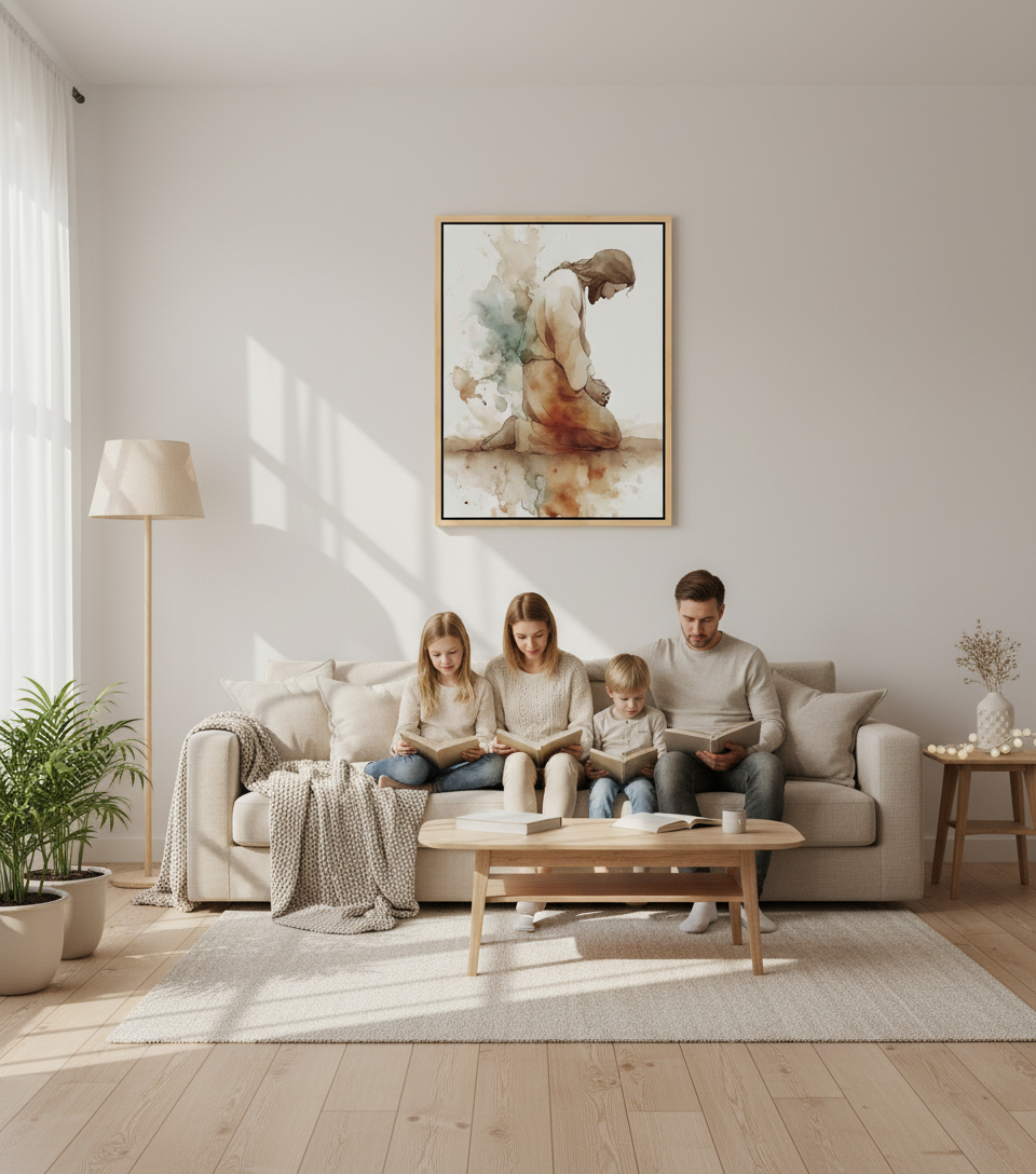 Watercolor Jesus Praying – faithfulprints Kneeling Prayer Art