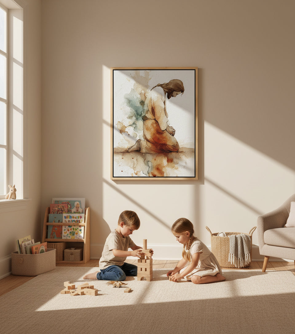 Watercolor Jesus Praying – faithfulprints Kneeling Prayer Art