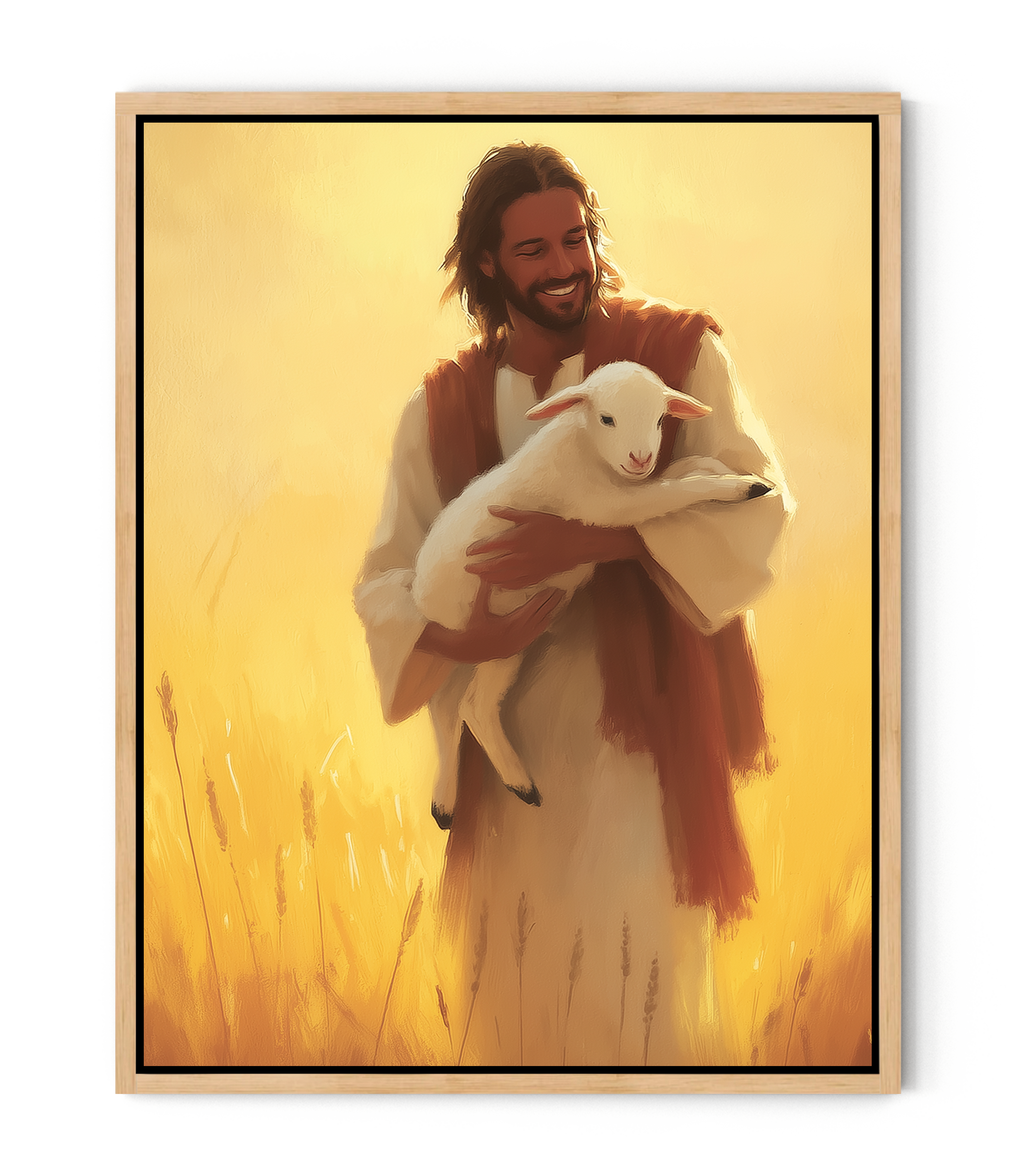 Jesus with the Lamb at Sunset｜faithprints Jesus canvas