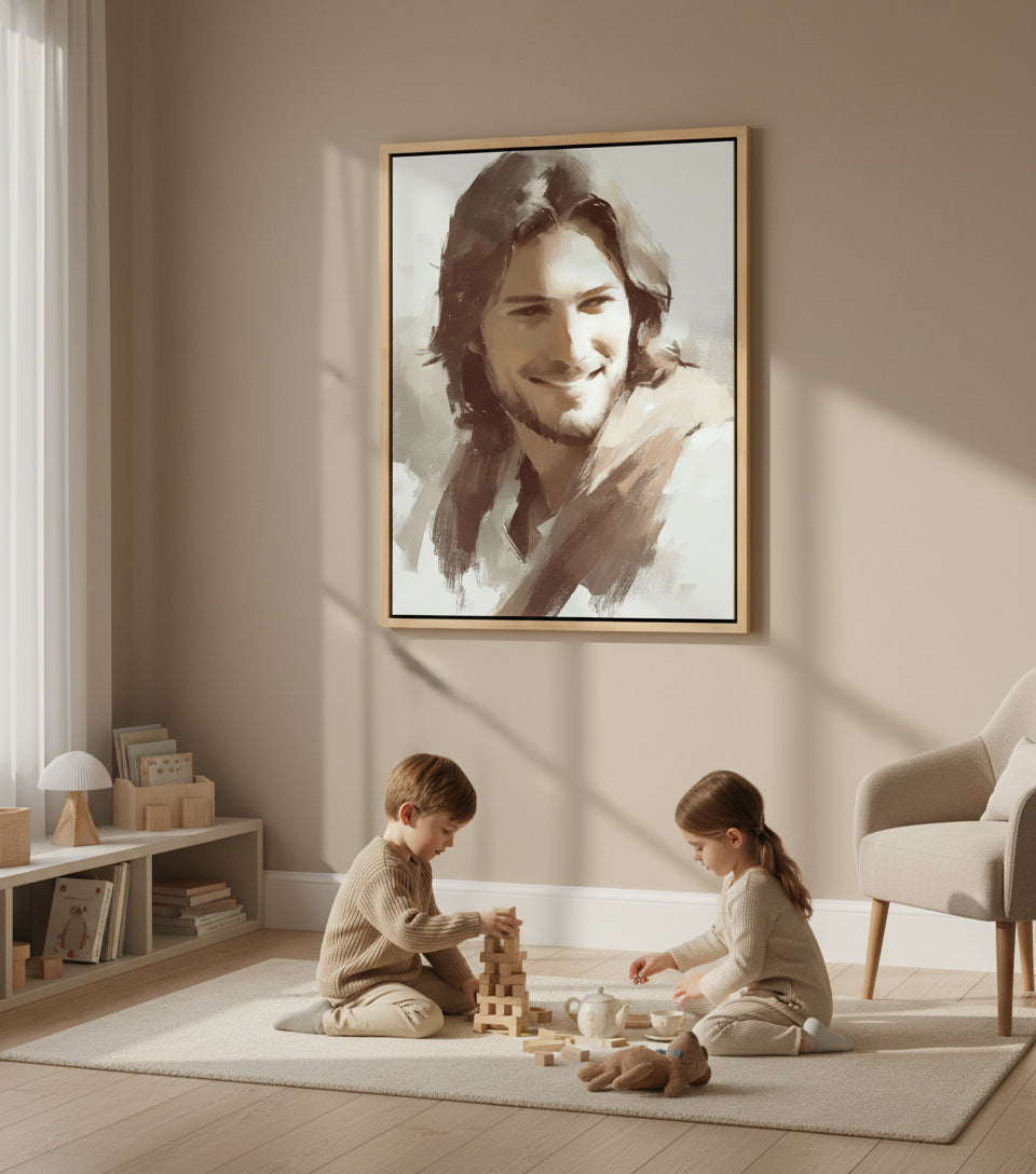 The Smile Beyond Jesus canvas – Faithfulprints oil painting