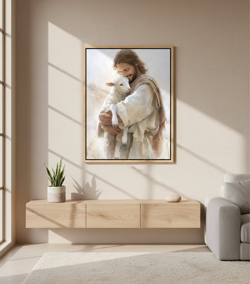Jesus Holding a Lamb – Christian Wall Art