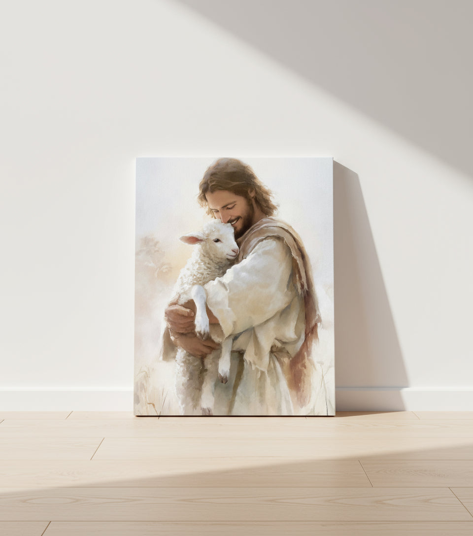 Jesus Holding a Lamb – Christian Wall Art