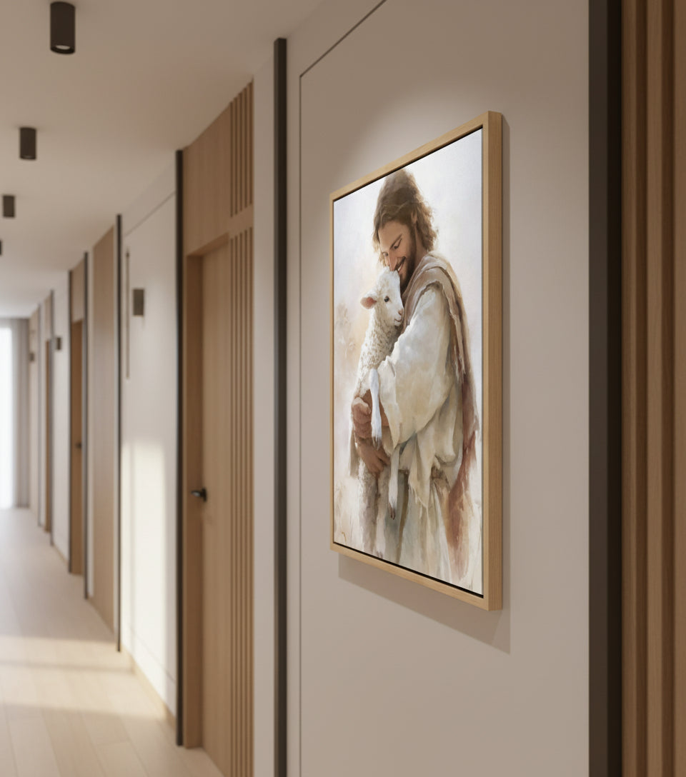 Jesus Holding a Lamb – Christian Wall Art