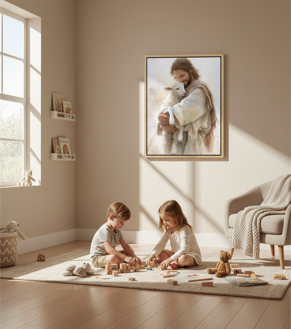 Jesus Holding a Lamb – Christian Wall Art