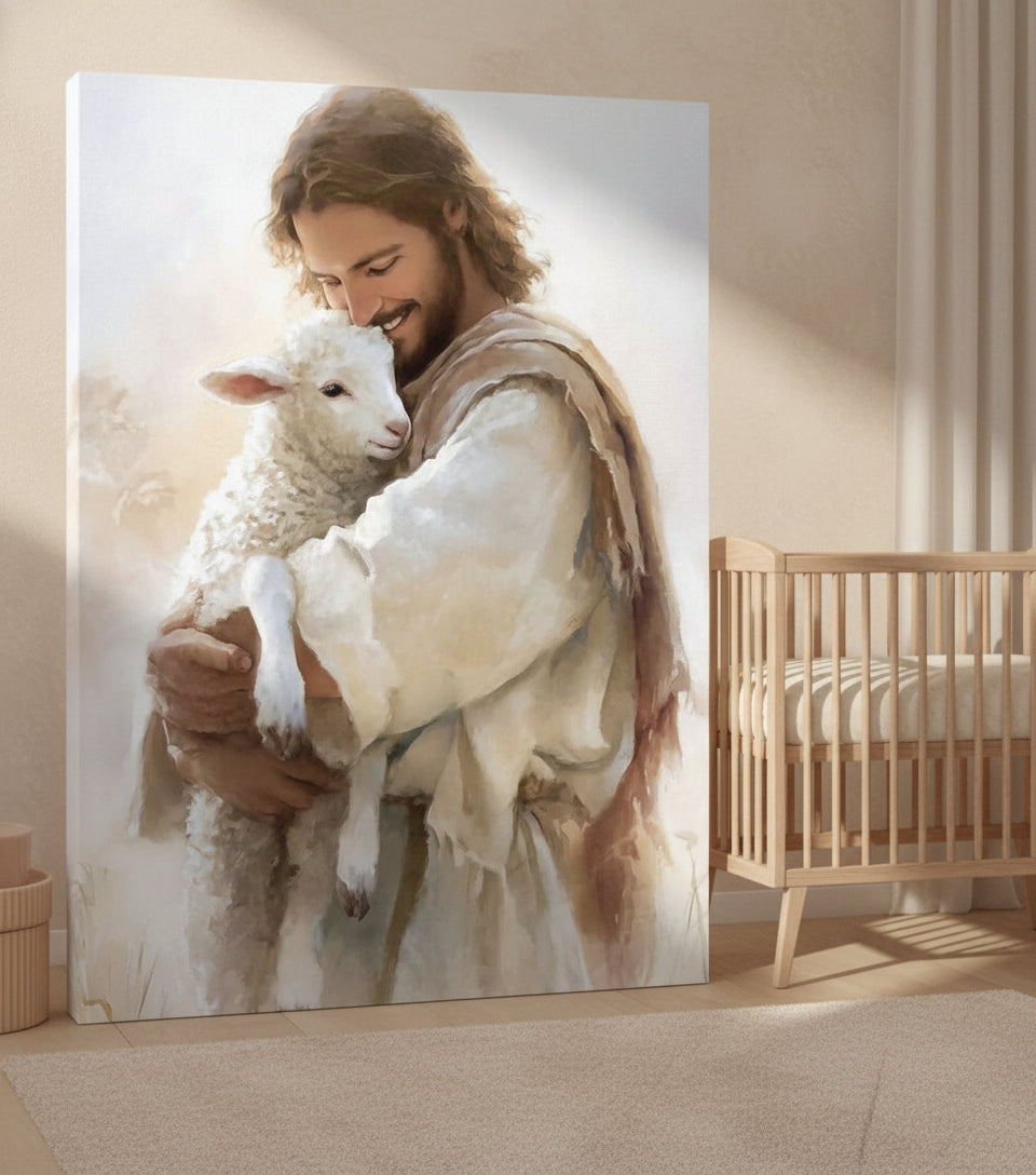 Jesus Holding a Lamb – Christian Wall Art