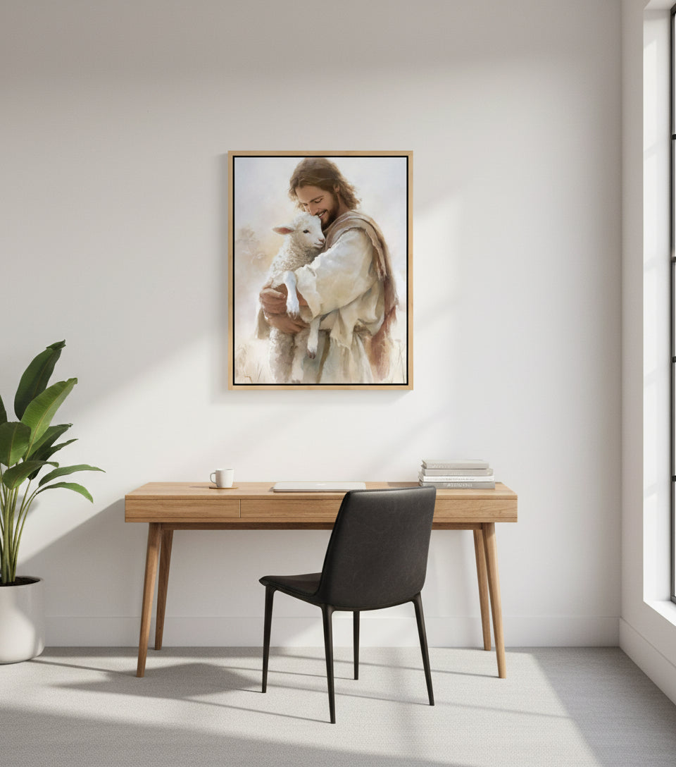 Jesus Holding a Lamb – Christian Wall Art