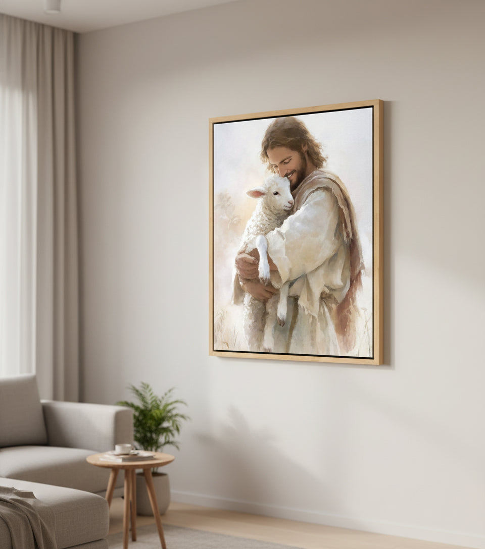 Jesus Holding a Lamb – Christian Wall Art