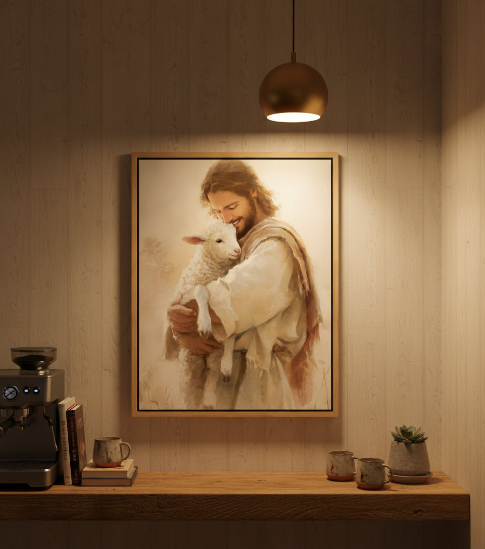 Jesus Holding a Lamb – Christian Wall Art