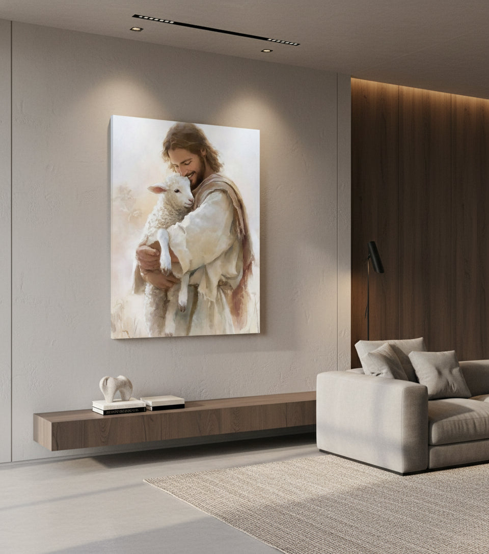 Jesus Holding a Lamb – Christian Wall Art