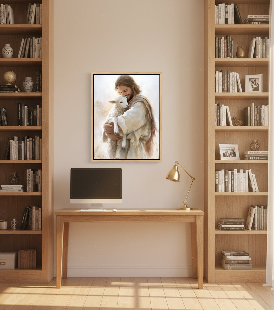 Jesus Holding a Lamb – Christian Wall Art