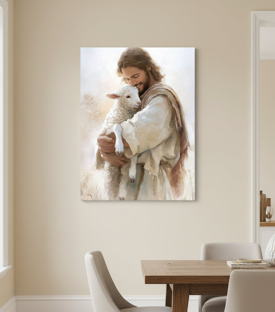 Jesus Holding a Lamb – Christian Wall Art