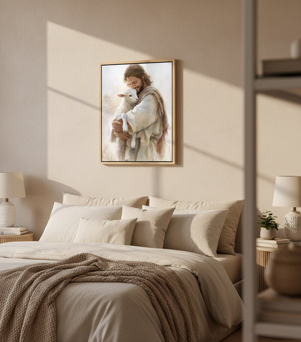 Jesus Holding a Lamb – Christian Wall Art