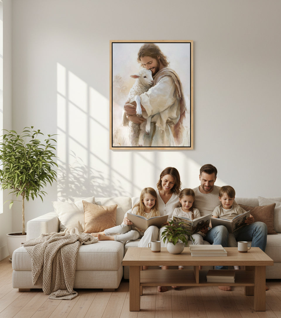 Jesus Holding a Lamb – Christian Wall Art